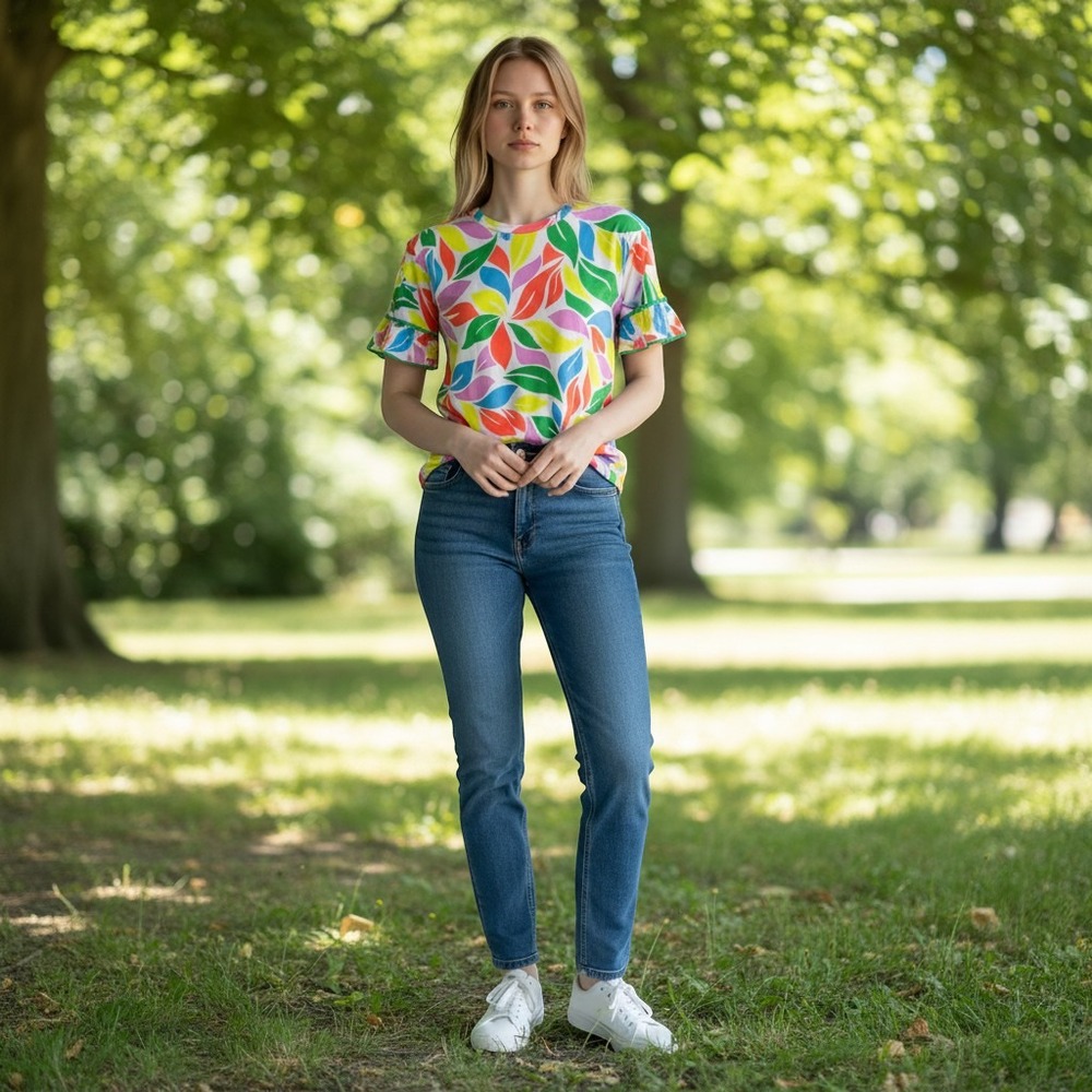 Haptics by‎ Holly Harper Womens 1X Multicolor Abstract Geometric Top /#26396